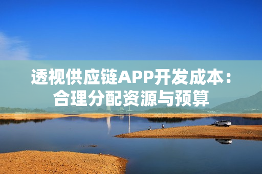 透视供应链APP开发成本：合理分配资源与预算