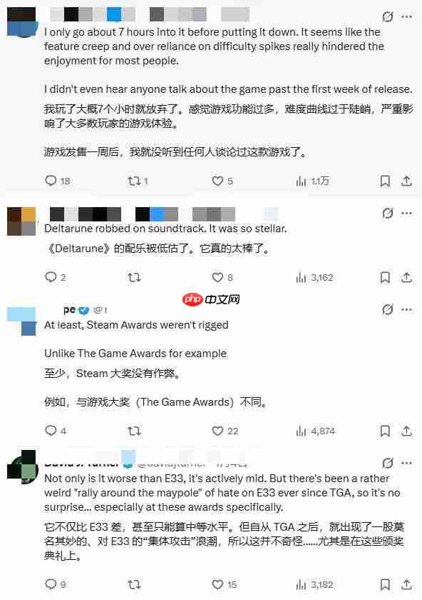 《33号远征队》粉丝不满《丝之歌》获Steam年度游戏