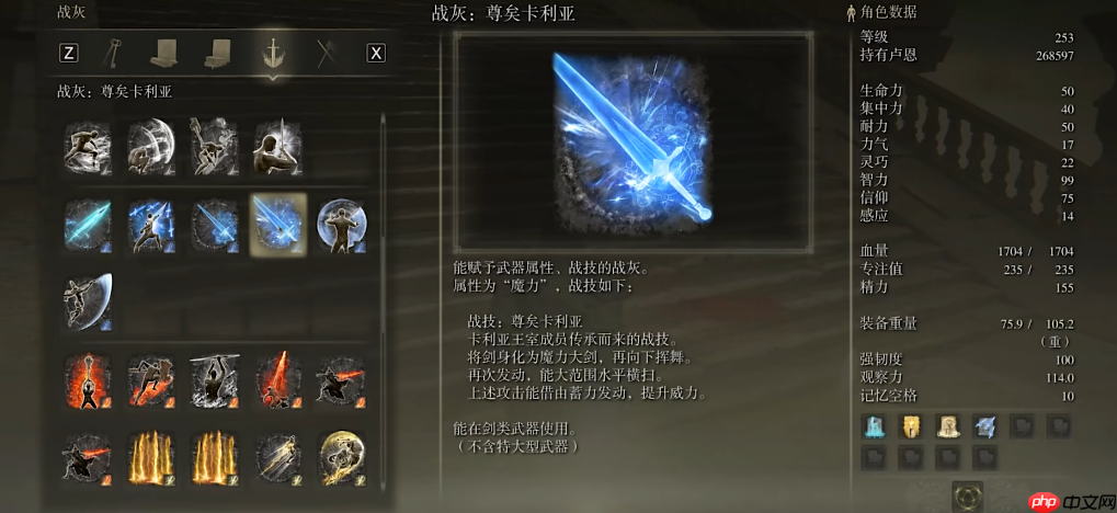 尊矣卡利亚战灰法术剑击全方位攻略