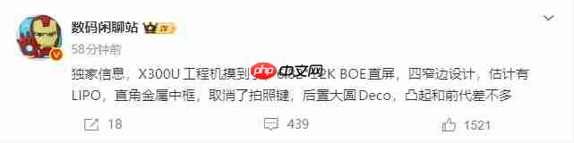 新一代影像旗舰!vivo X300 Ultra规格曝光