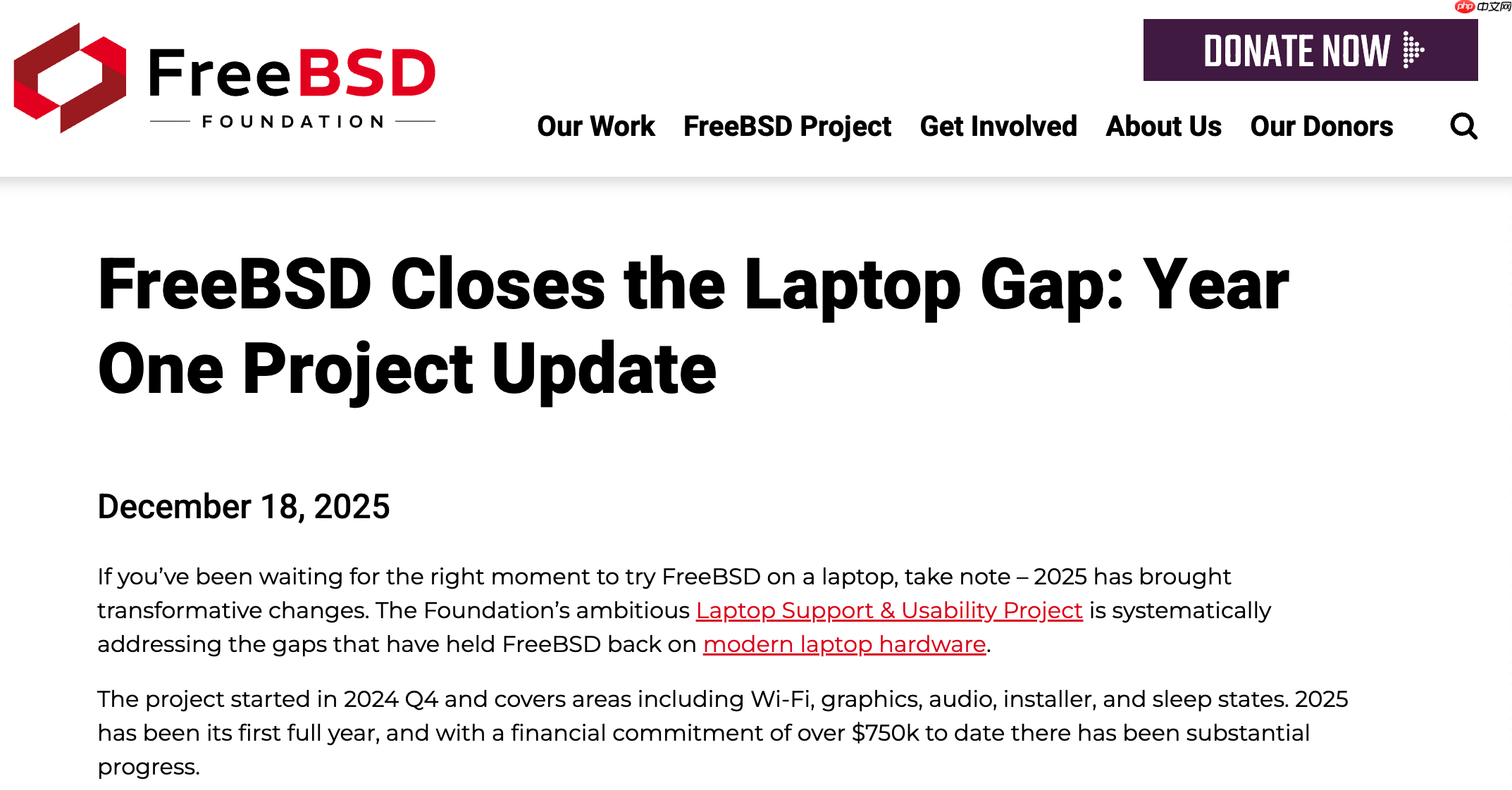 FreeBSD 今年在笔记本电脑支持方面取得重大进展
