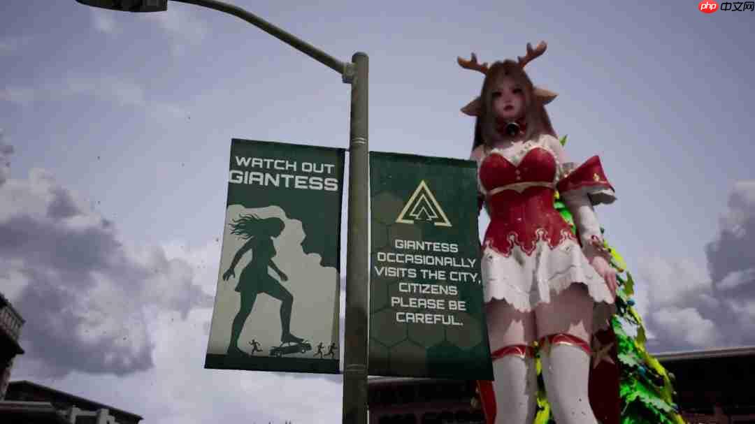 《女巨人游乐场》更新圣诞造型 白袜红高根践踏城市
