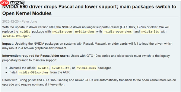 一代神卡落幕:Arch Linux正式停止支持GTX 10系列!