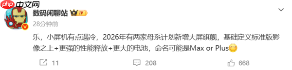 小屏机不香了?曝2026年两家母系厂商新增大屏旗舰