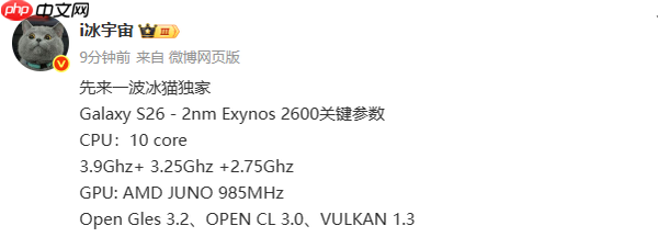 三星2nm自研心片设计曝光 CPU十核 S26系列搭载?