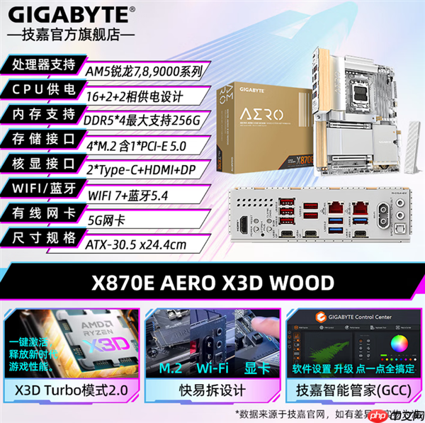 主板用上木头、皮革:技嘉X870E AERO X3D WOOD开售!定价3999元