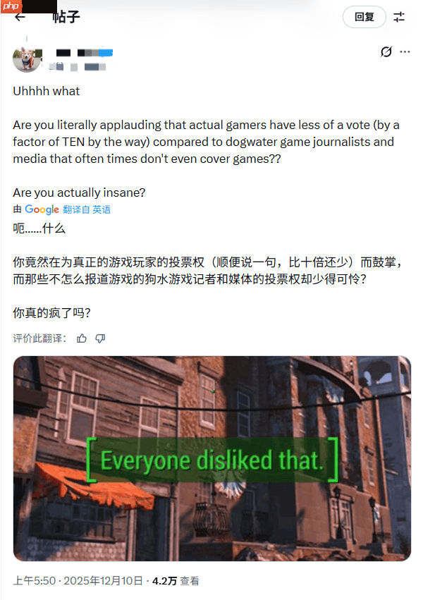 TGA和杰夫是对的？外网热议：该不该给玩家投票权