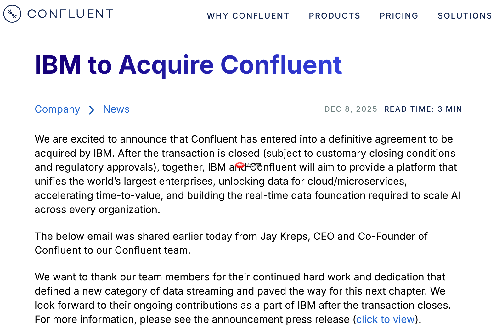 IBM 官宣收购 Confluent,增强企业 AI 数据平台业务