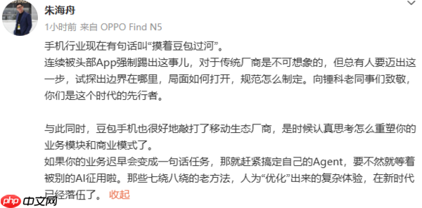 OPPO朱海舟:手机行业现在有句话叫“摸着豆包过河”