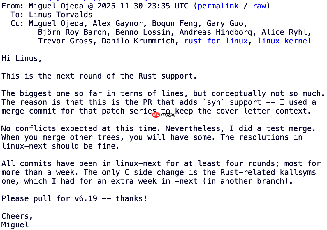 Linux 6.19 增强对 Rust 支持，最低版本或与 Debian 对齐