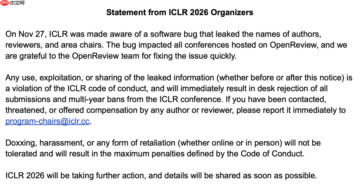OpenReview 平台因 API 接口存在未授权访问漏洞，导致审稿人数据可公开访问