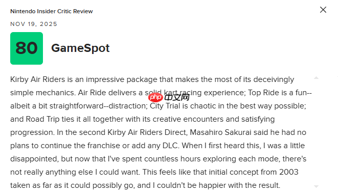 《星之卡比:空中骑士》M站均分78分:对原作理念的极致发挥