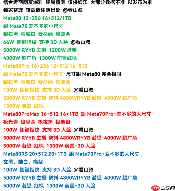华为Mate 80系列配置提前看 能拿下年度最强国产机吗?