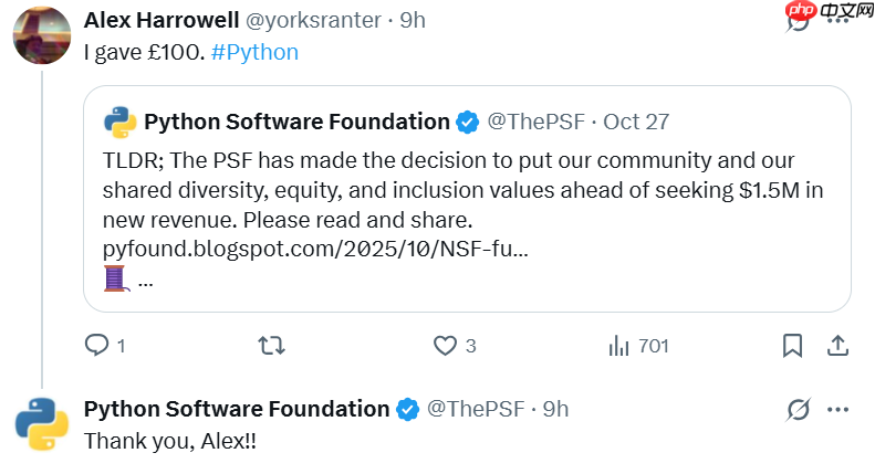 Python 软件基金会拒绝美国政府拨款后,引发社区“捐赠潮”
