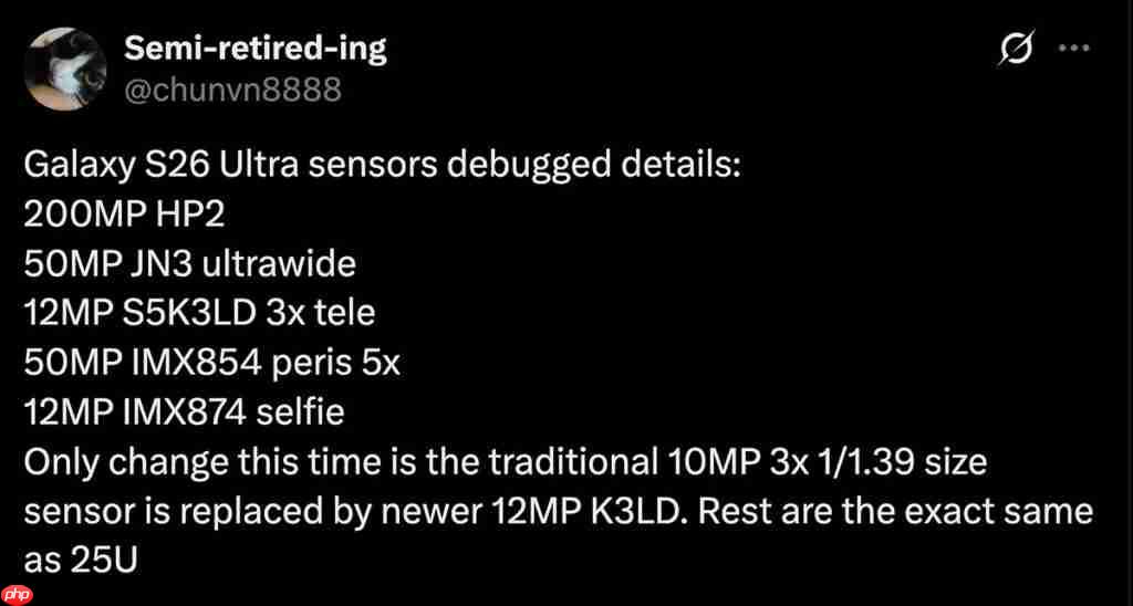 galaxy s26 ultra 更详尽摄影配置曝光!传主要更换「这镜头」、模组突出或因一理由