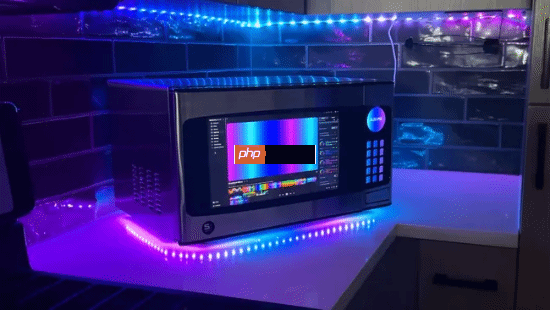 微波炉爆改高配游戏PC！门是显示屏、主板放在转盘