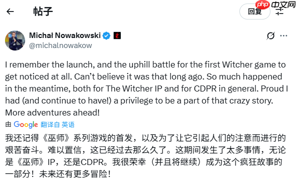 《巫师》初代发售满18周年 CDPR称未来还有更多冒险！