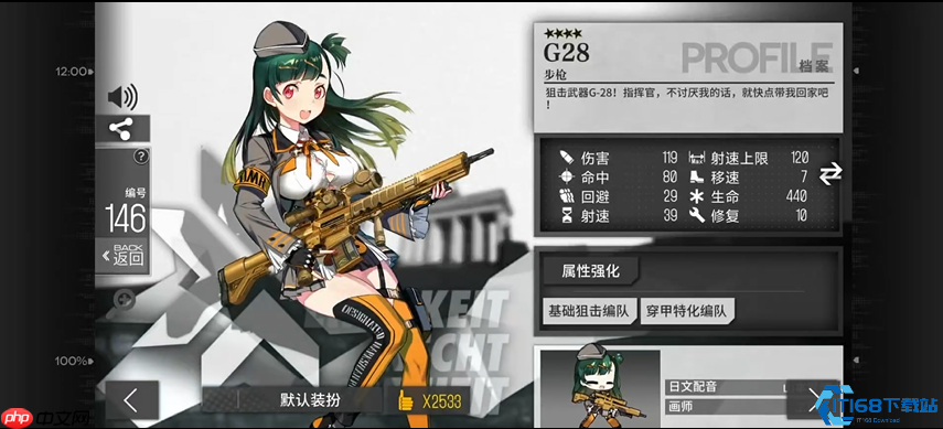 少女前线G28人形培养指南:四星战神实战解析