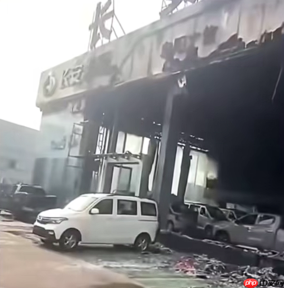 阜阳一长安4S店凌晨燃起大火多车被烧：原因不明