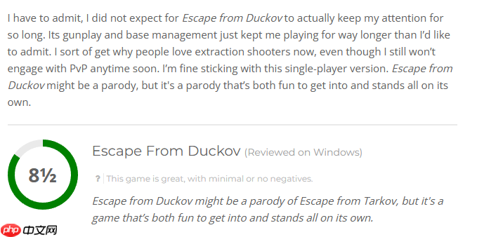 《逃离鸭科夫》M站均分74:价格亲民玩法重复性高!