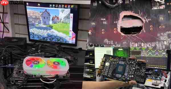 RTX 5070 Ti烧毁 出现一个大洞!竟然嫁接RX 580救活了