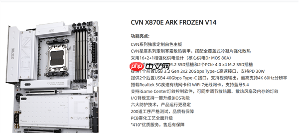 七彩虹上线首款X870E主板:带5个M.2的CVN X870E Ark Frozen
