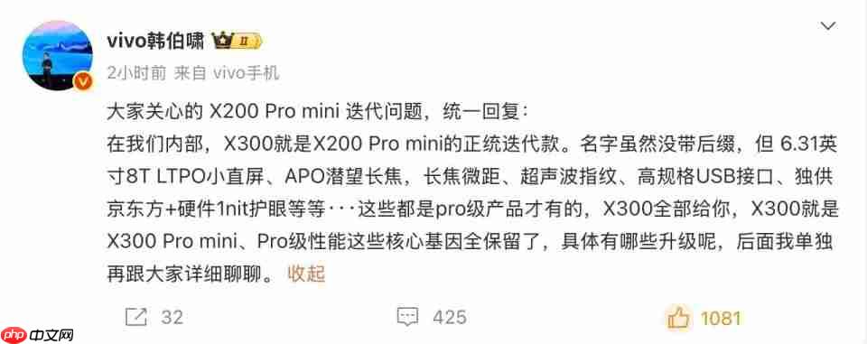 vivo X200 Pro mini正统迭代,X300或成最强小屏标准版
