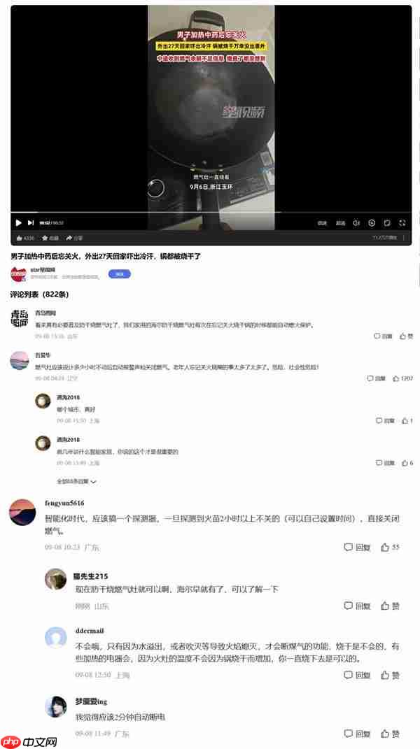 忘关火27天险酿大祸 网友呼吁普及防干烧灶具