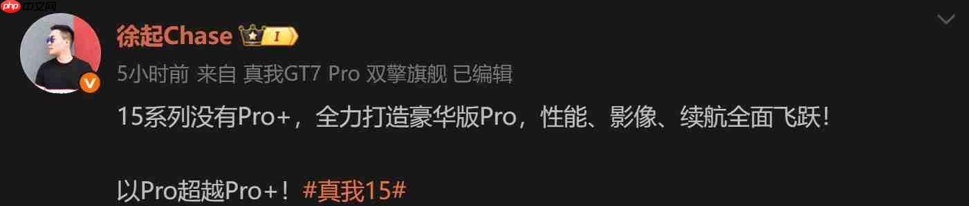 真我15系列取消Pro+，全力打造“豪华版Pro”