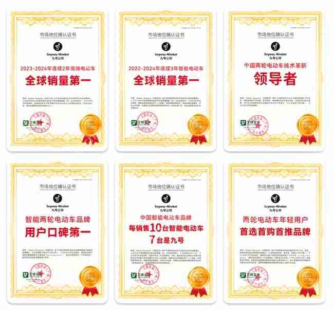 智能电动车新标杆！九号六项市场领先地位权威确认