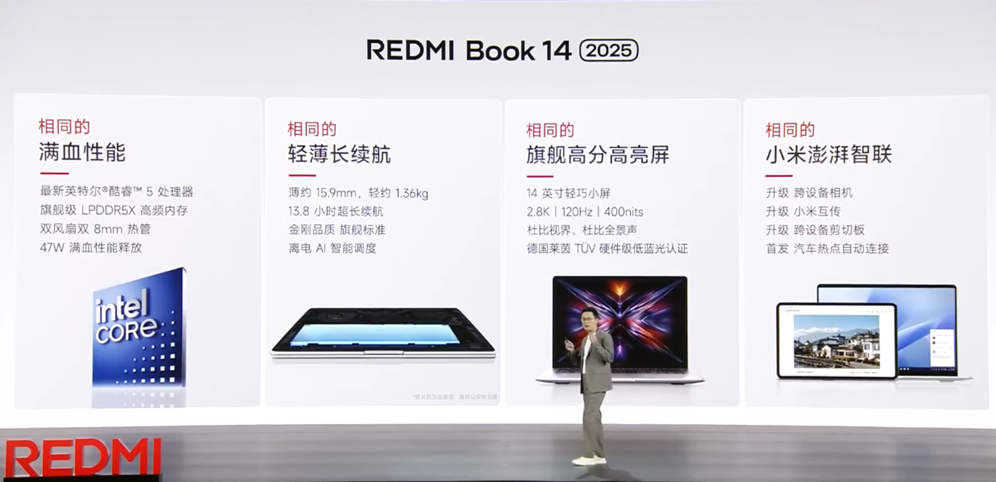 小米 REDMI Book 14/16 2025 笔记本发布:4599 元起,酷睿 5 220H