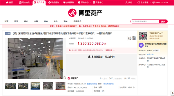 唏嘘!折叠屏鼻祖柔宇破产拍卖流拍:12.3亿资产无人问津