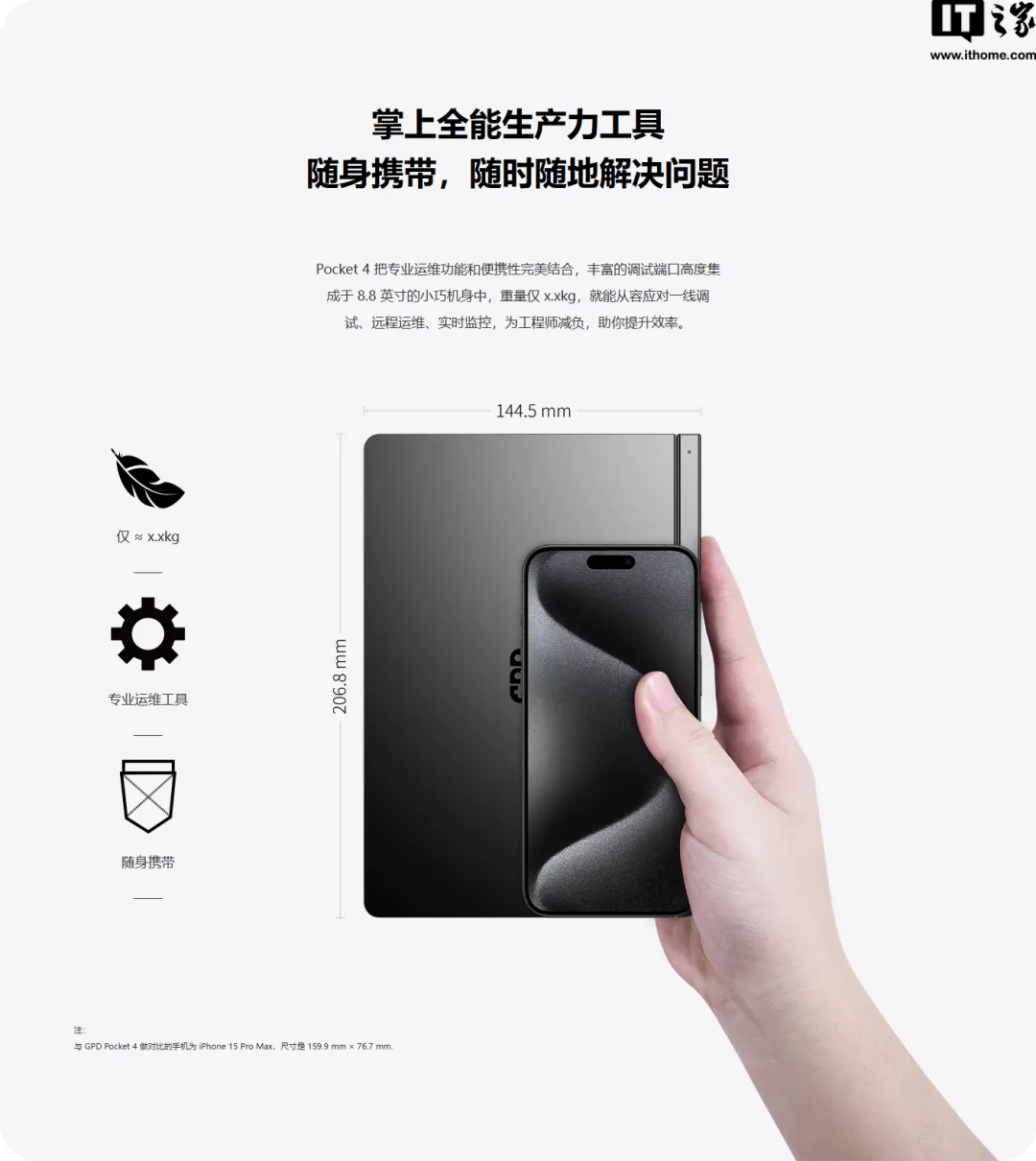 8.8 英寸笔记本电脑:GPD Pocket 4 掌上电脑 4999 元起预售