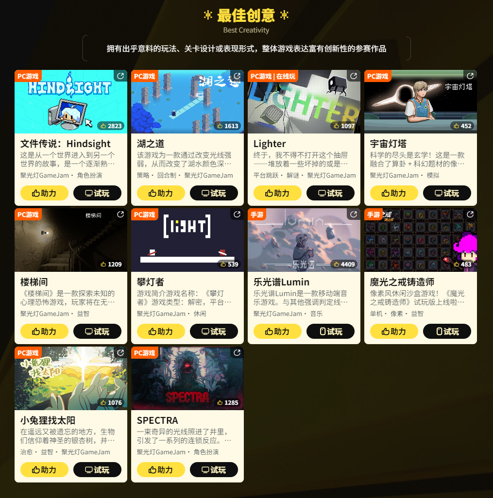 2024 TapTap聚光灯游戏创作挑战赛入围名单公布!