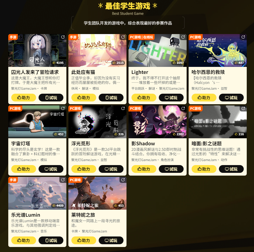 2024 TapTap聚光灯游戏创作挑战赛入围名单公布!