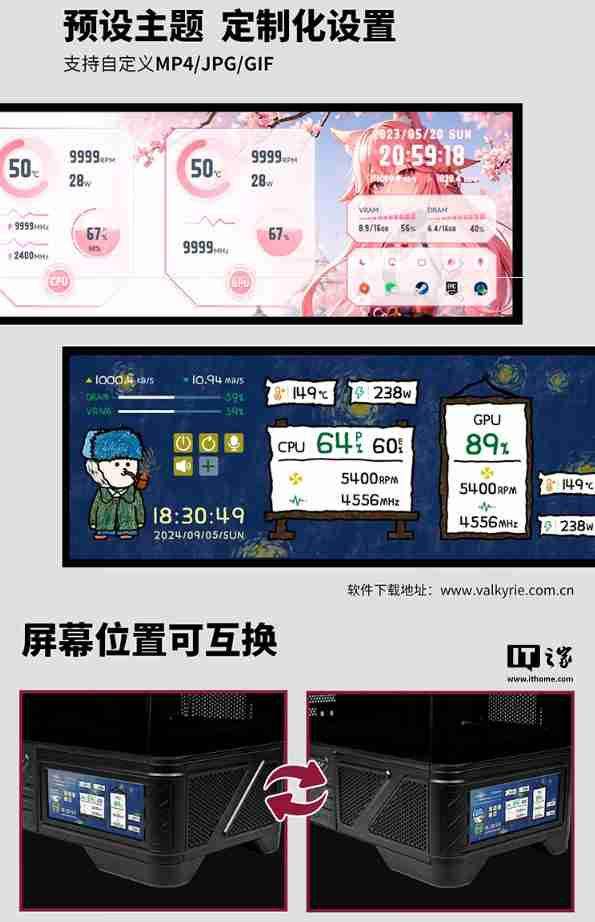 瓦尔基里台式电脑机箱 VK03-M 开启预售:6.2 英寸触摸屏、9 风扇位,首发 299 元