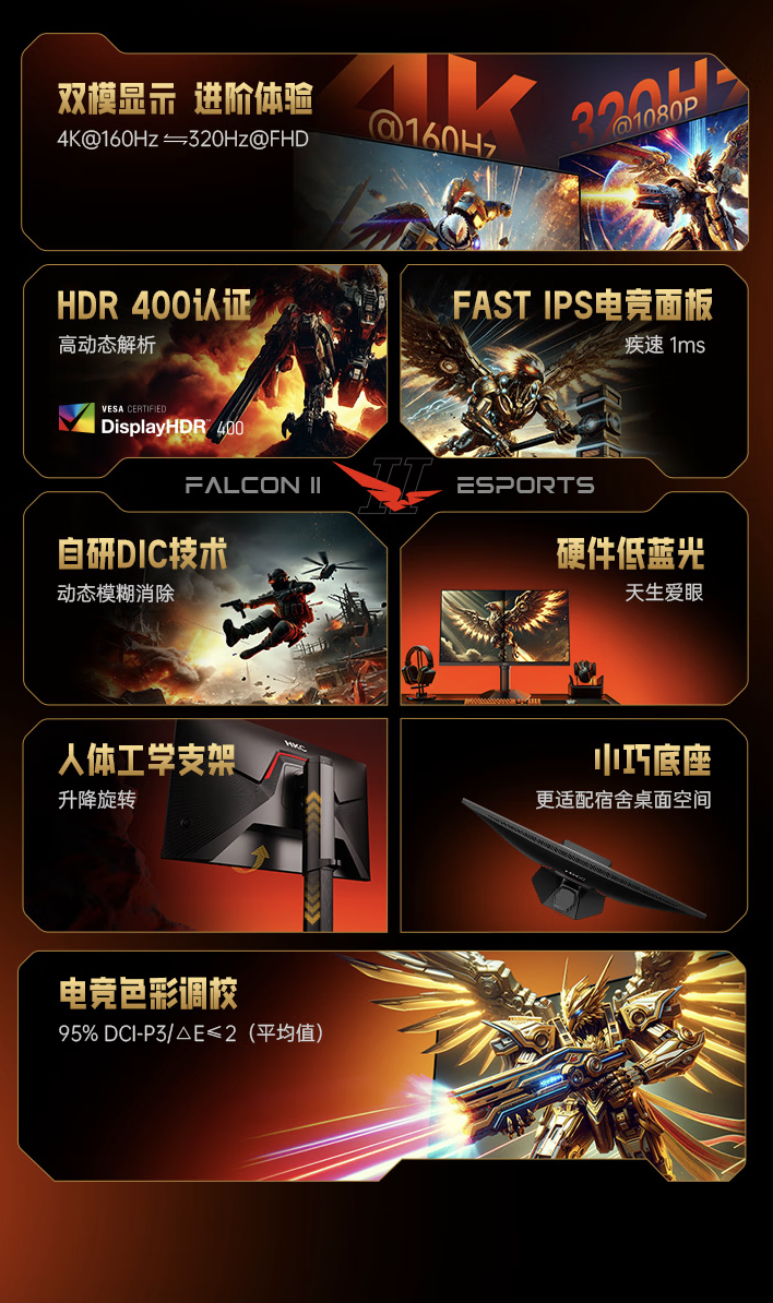 HKC 推出“G27H7 Pro”27 英寸显示器:4K 160Hz / 1080P 320Hz 双模,1899 元