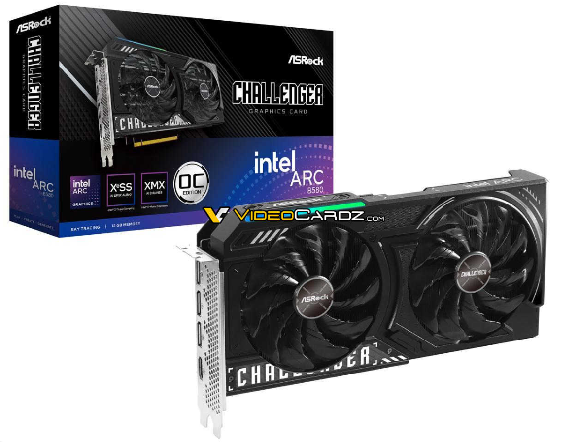 华擎锐炫 B580 桌面显卡曝光:2.8GHz Xe2-HPG GPU,双 8-pin 电源接口