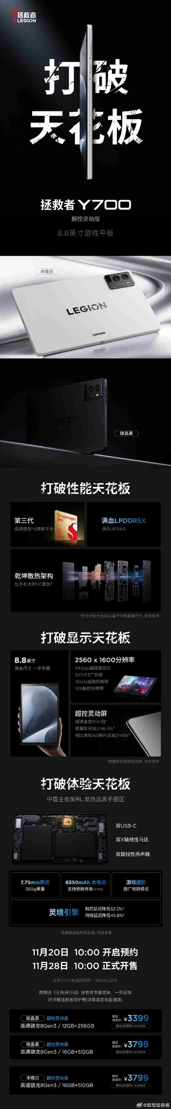 3399元起 联想拯救者Y700超控灵动版上市:操控顺滑度提升4倍