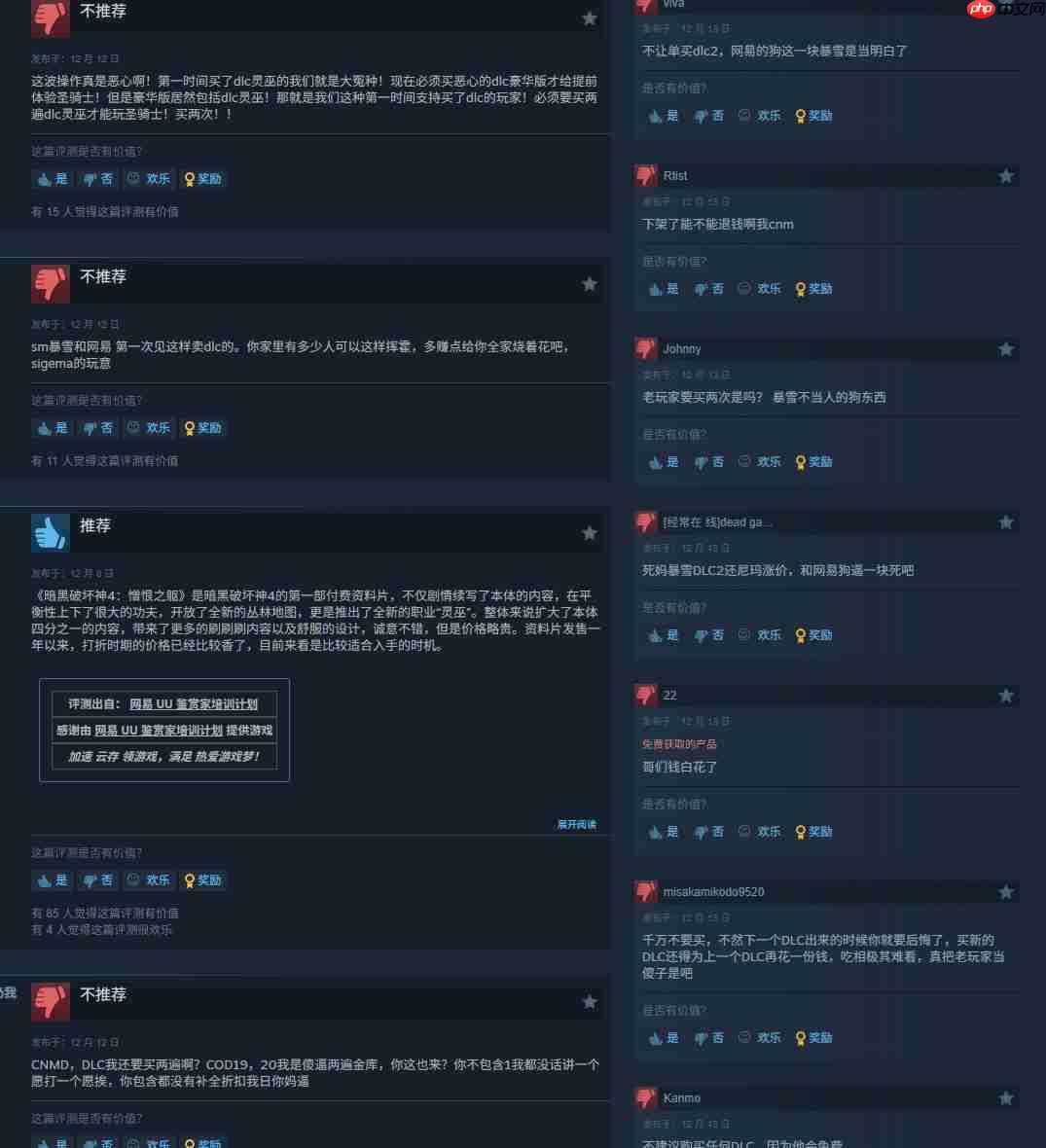 老玩家成大冤种!《暗黑4》Steam遭差评轰炸