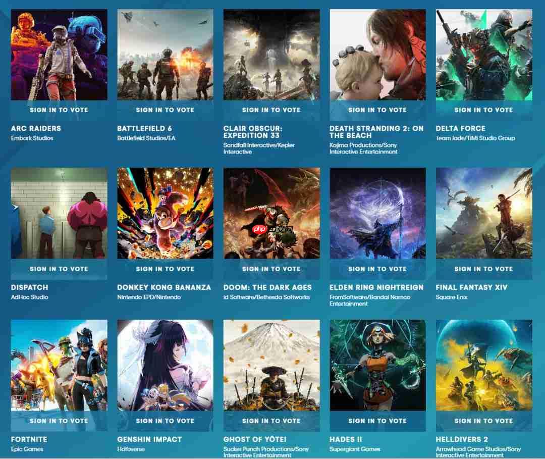 2025年TGA“玩家之声”第一轮投票现已开启