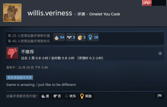 100%好评游戏收到第一条差评：我只是想标新立异！